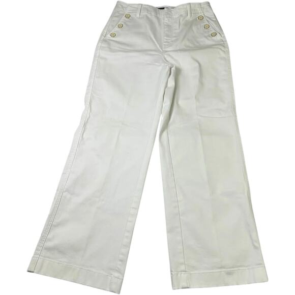 Talbots Denim - Talbots Women’s White Wide Leg Jeans Size 10 High Rise Button Front Cotton Blend